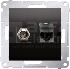 SIMON54 antracyt Gniazdo antenowe typu F+RJ45 kat.6