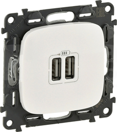VALENA ALLURE 2xUSB biały Gniazdo ładowarki