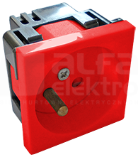 45x45 2P+Z 45D czerwony Gniazdo elektryczne