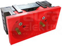 45x90 2x2P+Z 45D czerwony Gniazdo elektryczne