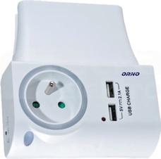 OR-AE-1323/W 5VDC/2,1A biały Ładowarka sieci.USB z gniazdem