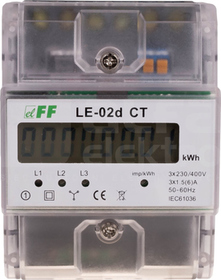 LE-02d CT 3x230/400V LICZNIK ENERGII 3-FAZ.5MOD. POM.PÓŁPOŚREDNI