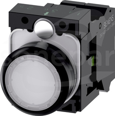 SIRIUS ACT 22mm 1NO z samop.biały Przycisk płaski podśw+bl.LED tworzywo