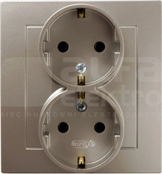 AS 2x2P+Z SCHUKO IP20 satyna light Gniazdo podwójne