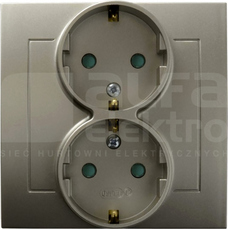 KIER 2x2P+Z SCHUKO IP20 satyna light Gniazdo podwójne z przesłonami styków