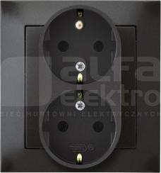 IMPRESJA 2x2P+Z SCHUKO IP20 antracyt Gniazdo podwójne