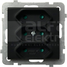 SONATA 3x2P 2,5A/250V IP20 czarny metalik Gniazdo potrójne EURO