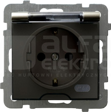 AS 2P+Z SCHUKO IP44 satyna light Gniazdo bryzgoszczelne