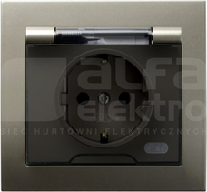 KIER 2P+Z SCHUKO IP44 satyna light Gniazdo bryzgoszczelne