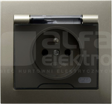 KIER 2P+Z IP44 satyna light Gniazdo bryzgoszczelne