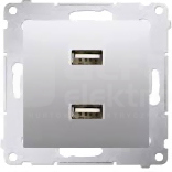 SIMON54 2,1A/5VDC srebrny mat Ładowarka 2xUSB