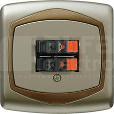 TON przył.przew.0,75mm2 satyna/złoto Gniazdo głośnikowe podwójne
