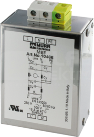 MEF 6A 250VAC/300VDC Filtr EMC 1-fazowy 2-poziomowy