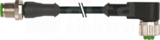 PUR 4x0,34 bk UL/CSA M12 5m czarny Konektor prosty żeński kątowy męski