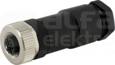 M12 4P Wtyk żeński prosty