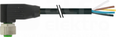 PUR-OB 12x0,14mm2 czarny 10m Konektor M12 żeński kątowy z wolnym końcem przewodów