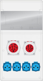MAX BOX-11S 32A/5P 16A/5P 4xGS +zab IP65 Rozdzielnica z tworzywa