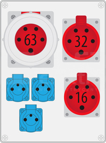 R-BOX 300 63A/5P 32A/5P 16A/5P 3xGS Rozdzielnica z tworzywa