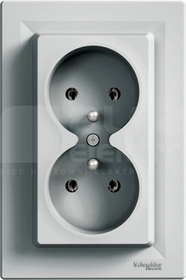 ASFORA 2x2P+Z aluminium Gniazdo sieciowe z ramką