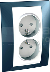 UNICA PLUS 2x2P+Z błękit lodowy Gniazdo sieciowe z przesł.