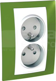 UNICA PLUS 2x2P+Z zieleń pistacjowa Gniazdo sieciowe z przesł.