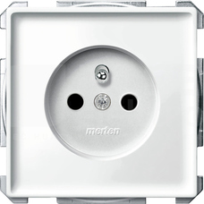 MERTEN DESIGN 2P+Z biały połysk Gniazdo sieciowe z przesł.