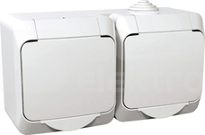 CEDAR PLUS 2x2P+Z IP44 biały Gniazdo sieciowe