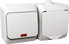 CEDAR PLUS 2P+Z IP44 biały Łącznik+gniazdo siec.