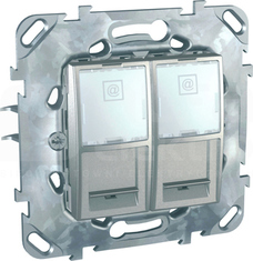 UNICA PLUS 2xRJ45 aluminium Płytka komputerowa
