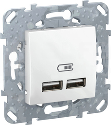 UNICA PLUS 2xUSB 2.0 biały polarny Gniazdo ładowarki