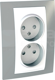 UNICA PLUS 2x2P szary alabaster Gniazdo sieciowe z przesł.