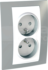 UNICA PLUS 2x2P+Z szary alabaster Gniazdo sieciowe z przesł.