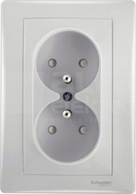 SEDNA 2x2P+Z aluminium Gniazdo sieciowe z przesł.kompletne