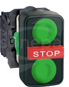 XB5AA731327 zielony/STOP/zielony I/ STOP/II Przycisk