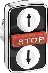 ZB4BA71114 FI22 strzałka biała góra/ czerwony STOP Przycisk