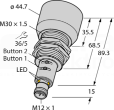 RU600U-M30E-LIU2PN8X2T-H1151 Czujnik ultradźwiękowy