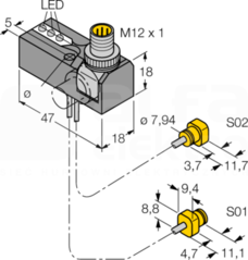 NI2-K08Q-0,095/0,11-BDS-2AP6X3-H1141/S34 Czujnik indukcyjny