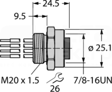 RKFV49-0,3M/M20/C1117 Akcesoria dla systemów sieciowych