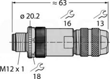 CMBS8151-0 M12 5P Wtyk męski prosty