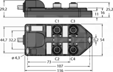 TB-4M12-4-2/TXL Koncentrator pasywny 4-portowy