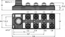 TB-8M12-4-CS12T Koncentrator pasywny 8-portowy