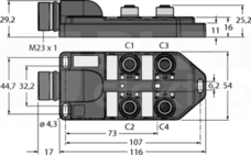 TB-4M12-5P3-CS19H Koncentrator pasywny 4-portowy