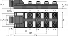 TB-8M12-5P3-CS19H Koncentrator pasywny 8-portowy