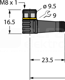 PKW3M-5/TXL złącze M8 żeń.kątowe Przewód czujnikowy PUR 3-żył.5,0m