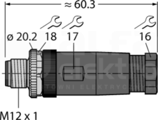 BS8181-0 M12 8P Wtyk męski prosty