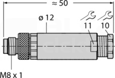BS5133-0 M8 3P Wtyk męski prosty