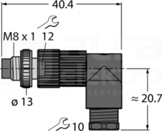 HS5231-0 M8 3P Wtyk męski kątowy
