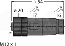 B8141-0/PG9 M12 4P Wtyk żeński prosty