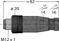 BS8151-0/9 M12 5P Wtyk męski prosty