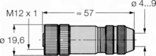 BMS8141-0/9 M12 4P Wtyk męski prosty
